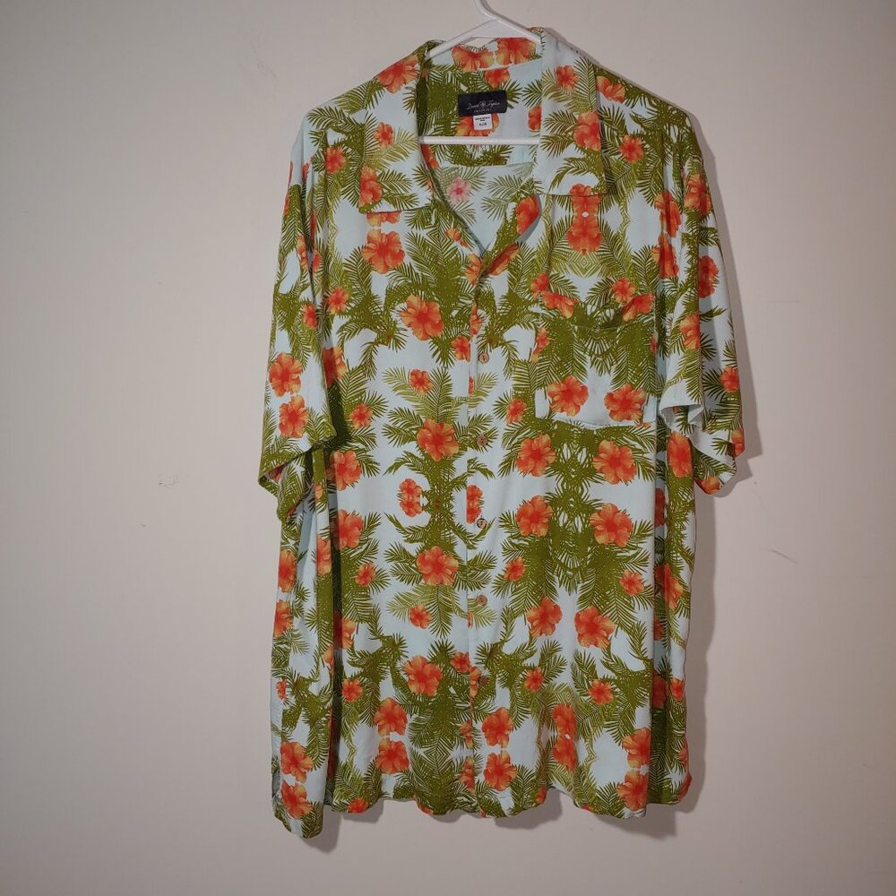 David Taylor Collection Hawaiian Floral Short Sleeves Shirt Size XL Green